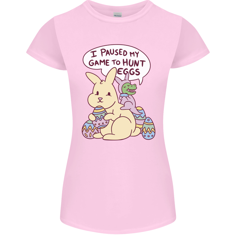 T-Rex Egg Hunt Womens Petite Cut T-Shirt Light Pink