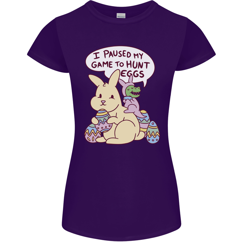 T-Rex Egg Hunt Womens Petite Cut T-Shirt Purple