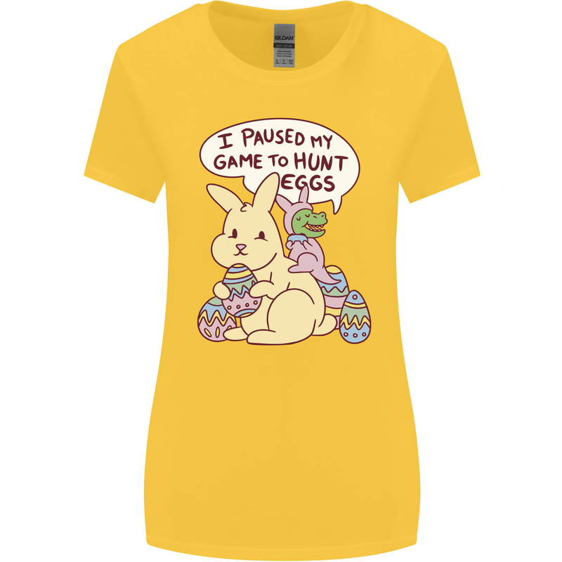 T-Rex Egg Hunt Womens Wider Cut T-Shirt Yellow