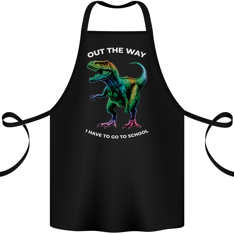 T-Rex Going to School Funny Dinosaur Cotton Apron 100% Organic Black