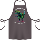 T-Rex Going to School Funny Dinosaur Cotton Apron 100% Organic Dark Grey