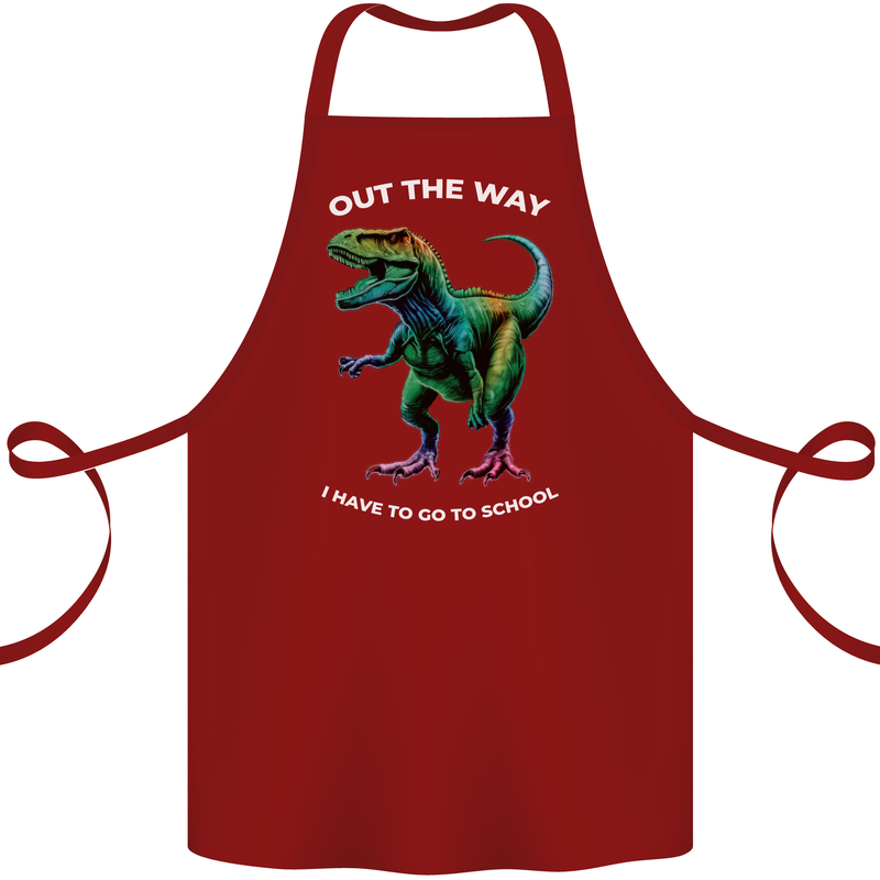 T-Rex Going to School Funny Dinosaur Cotton Apron 100% Organic Maroon
