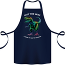 T-Rex Going to School Funny Dinosaur Cotton Apron 100% Organic Navy Blue