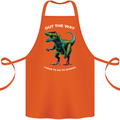 T-Rex Going to School Funny Dinosaur Cotton Apron 100% Organic Orange
