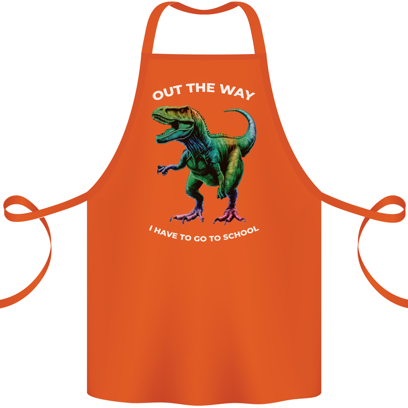 T-Rex Going to School Funny Dinosaur Cotton Apron 100% Organic Orange