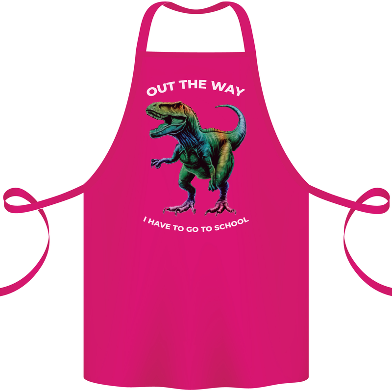 T-Rex Going to School Funny Dinosaur Cotton Apron 100% Organic Pink