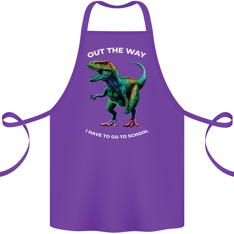 T-Rex Going to School Funny Dinosaur Cotton Apron 100% Organic Purple