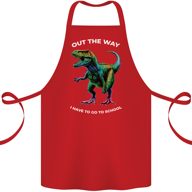 T-Rex Going to School Funny Dinosaur Cotton Apron 100% Organic Red