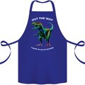 T-Rex Going to School Funny Dinosaur Cotton Apron 100% Organic Royal Blue