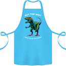 T-Rex Going to School Funny Dinosaur Cotton Apron 100% Organic Turquoise