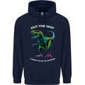 T-Rex Going to School Funny Dinosaur Mens 80% Cotton Hoodie Navy Blue