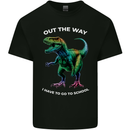 T-Rex Going to School Funny Dinosaur Mens Cotton T-Shirt Tee Top Black