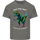 T-Rex Going to School Funny Dinosaur Mens Cotton T-Shirt Tee Top Charcoal