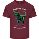 T-Rex Going to School Funny Dinosaur Mens Cotton T-Shirt Tee Top Maroon