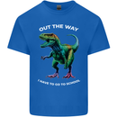 T-Rex Going to School Funny Dinosaur Mens Cotton T-Shirt Tee Top Royal Blue