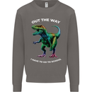 T-Rex Going to School Funny Dinosaur Mens Sweatshirt Jumper Charcoal