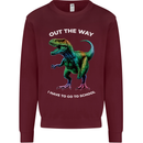 T-Rex Going to School Funny Dinosaur Mens Sweatshirt Jumper Maroon