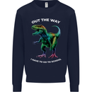 T-Rex Going to School Funny Dinosaur Mens Sweatshirt Jumper Navy Blue