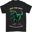 T-Rex Going to School Funny Dinosaur Mens T-Shirt 100% Cotton Black