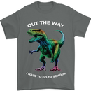 T-Rex Going to School Funny Dinosaur Mens T-Shirt 100% Cotton Charcoal