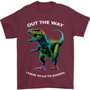 T-Rex Going to School Funny Dinosaur Mens T-Shirt 100% Cotton Maroon