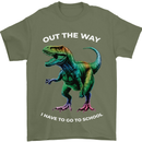 T-Rex Going to School Funny Dinosaur Mens T-Shirt 100% Cotton Military Green