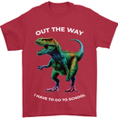 T-Rex Going to School Funny Dinosaur Mens T-Shirt 100% Cotton Red