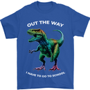 T-Rex Going to School Funny Dinosaur Mens T-Shirt 100% Cotton Royal Blue