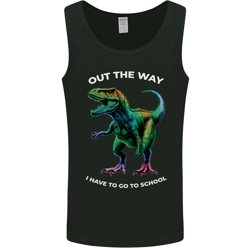 T-Rex Going to School Funny Dinosaur Mens Vest Tank Top Black