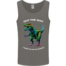 T-Rex Going to School Funny Dinosaur Mens Vest Tank Top Charcoal