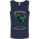 T-Rex Going to School Funny Dinosaur Mens Vest Tank Top Navy Blue