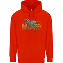 T-Rex Halloween Dinosaur Mens 80% Cotton Hoodie Bright Red