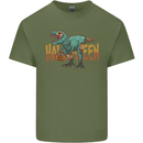 T-Rex Halloween Dinosaur Mens Cotton T-Shirt Tee Top Military Green