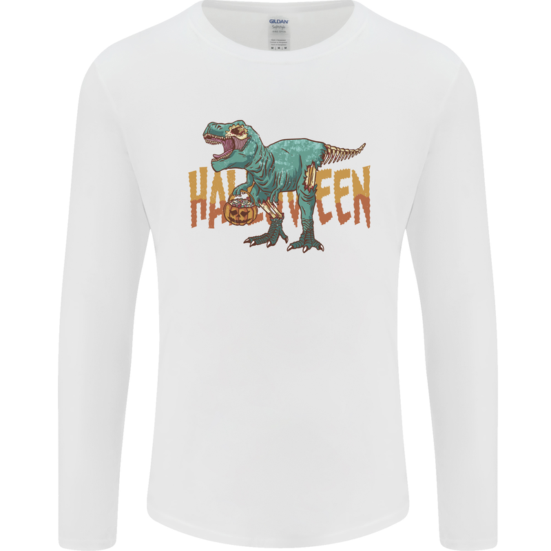 T-Rex Halloween Dinosaur Mens Long Sleeve T-Shirt White