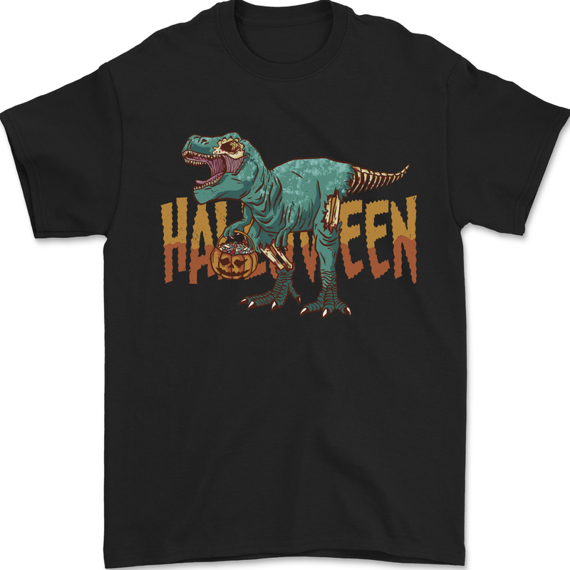 T-Rex Halloween Dinosaur Mens T-Shirt 100% Cotton Black