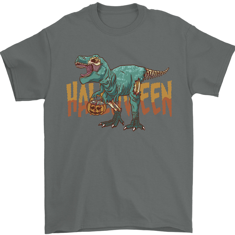 T-Rex Halloween Dinosaur Mens T-Shirt 100% Cotton Charcoal