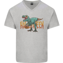 T-Rex Halloween Dinosaur Mens V-Neck Cotton T-Shirt Sports Grey