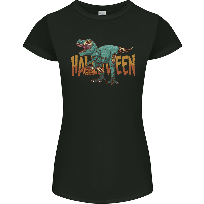 T-Rex Halloween Dinosaur Womens Petite Cut T-Shirt Black