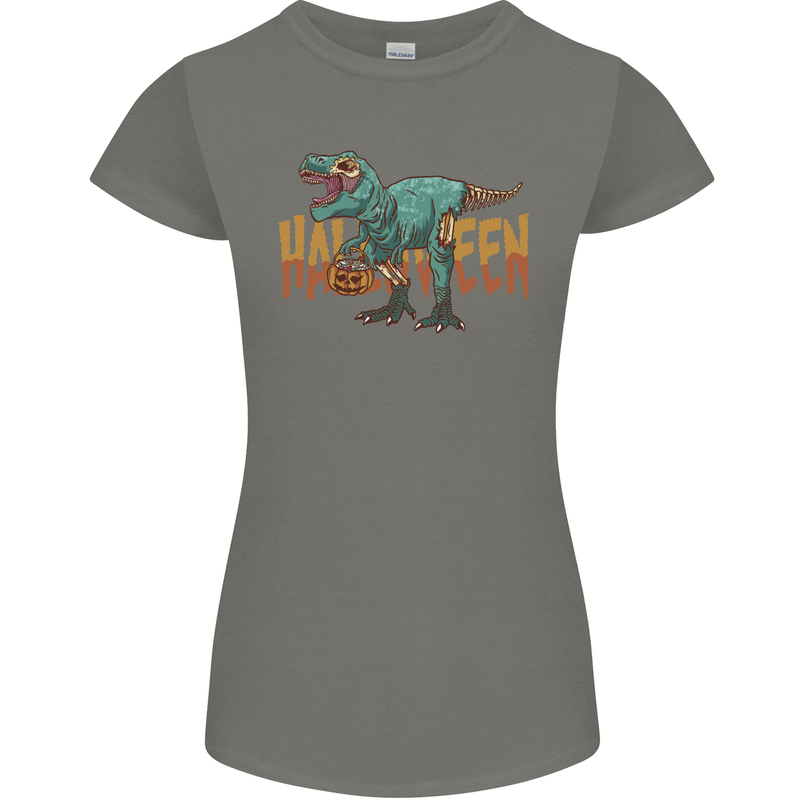 T-Rex Halloween Dinosaur Womens Petite Cut T-Shirt Charcoal