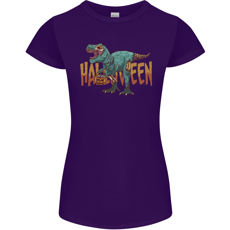 T-Rex Halloween Dinosaur Womens Petite Cut T-Shirt Purple