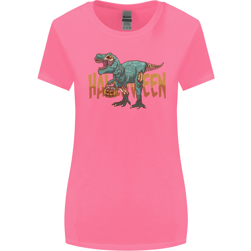 T-Rex Halloween Dinosaur Womens Wider Cut T-Shirt Azalea