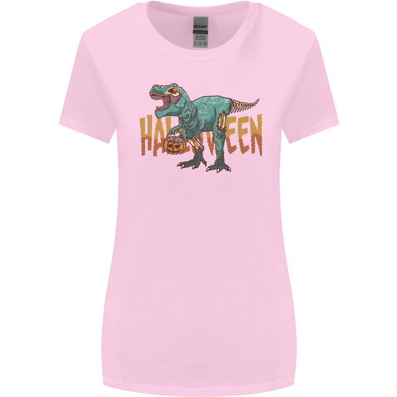 T-Rex Halloween Dinosaur Womens Wider Cut T-Shirt Light Pink