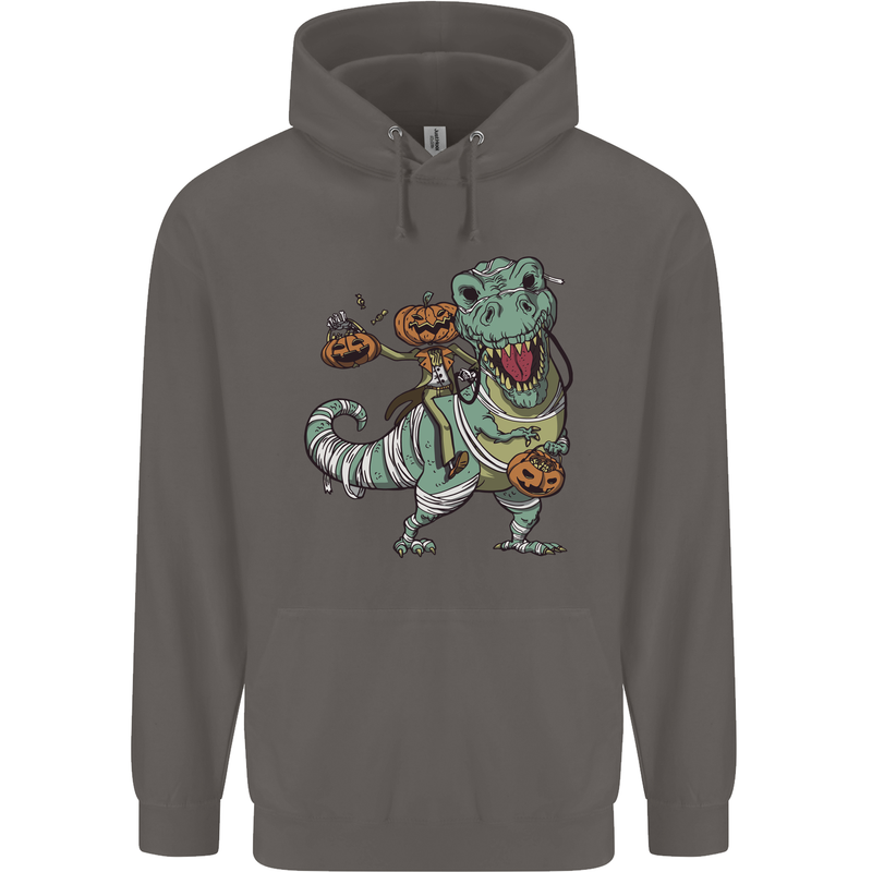 T-Rex Halloween Pumpkin Mens 80% Cotton Hoodie Charcoal