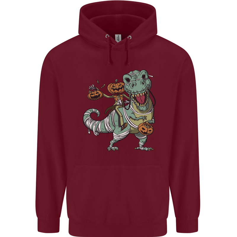 T-Rex Halloween Pumpkin Mens 80% Cotton Hoodie Maroon