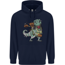 T-Rex Halloween Pumpkin Mens 80% Cotton Hoodie Navy Blue