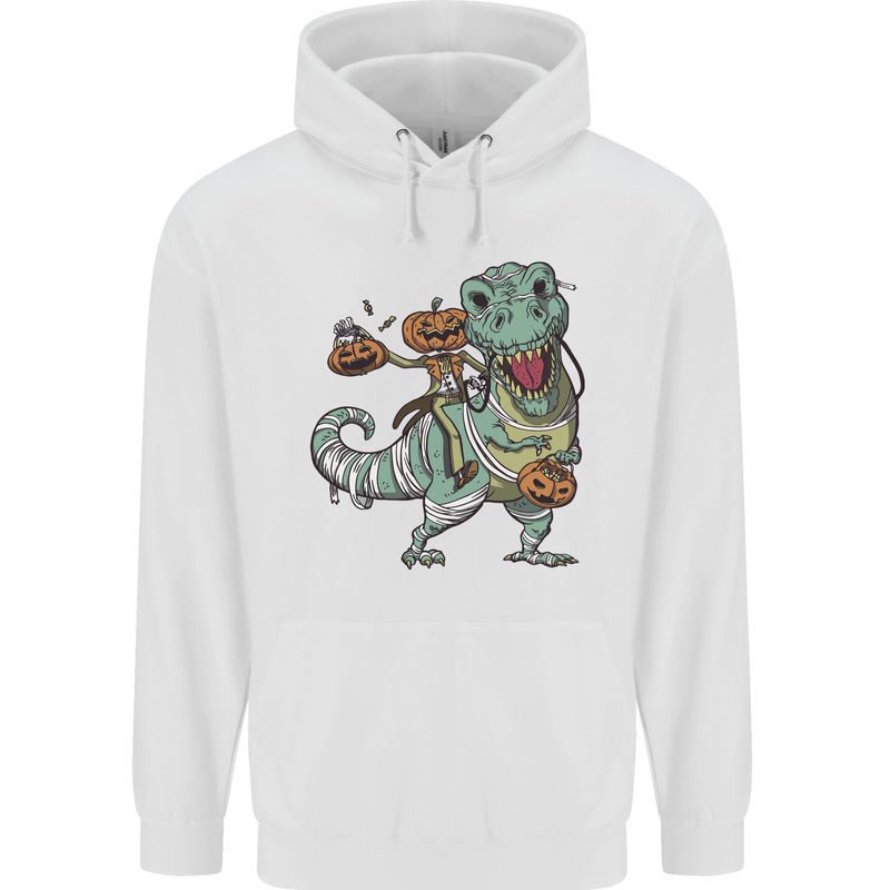 T-Rex Halloween Pumpkin Mens 80% Cotton Hoodie White