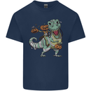 T-Rex Halloween Pumpkin Mens Cotton T-Shirt Tee Top Navy Blue