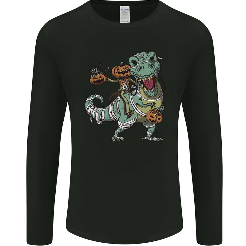 T-Rex Halloween Pumpkin Mens Long Sleeve T-Shirt Black