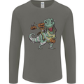 T-Rex Halloween Pumpkin Mens Long Sleeve T-Shirt Charcoal