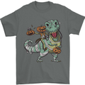 T-Rex Halloween Pumpkin Mens T-Shirt 100% Cotton Charcoal